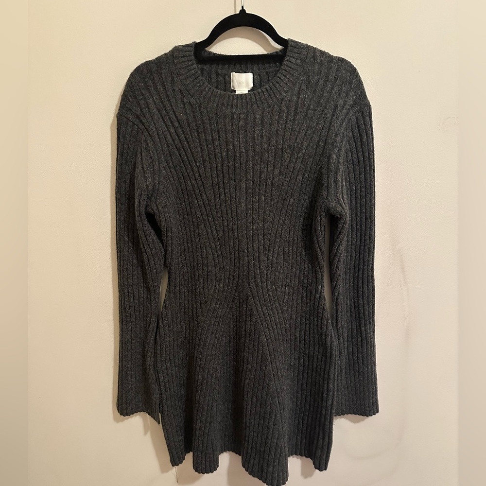 H&M Charcoal Ribbed Women's Sweater Dress Size Large